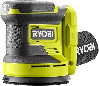 RYOBI - Ponceuse Excentrique 18 V ONE+ 125 mm + 3 Abrasifs pour Retirer Peinture, Vernis et Poncer les Petites Surfaces - Idéale pour la Restauration de Meubles et Travaux de la Maison - RROS18-0