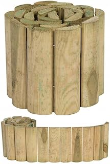 Rouleau de Bordure en Bois 15 x 100 cm pour clôture de Jardin, parterres de Fleurs, allée, terrasse, pelouse, extérieur, Grande et Petite Pointe