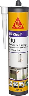 SIKA - Mastic silicone de construction - SikaSeal-110 Menuiserie & Vitrage blanc PVC - Joints de menuiserie et vitrage - Extérieur/intérieur - 300 ml
