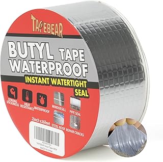 TAPEBEAR Butyle en Étanche Ruban 50mm x 5m, Adhésif Ruban Butyle Correctifs Imperméables de Réparation pour fuite de toit, fissure de surface, écart de rebord de fenêtre, rupture de tuyau