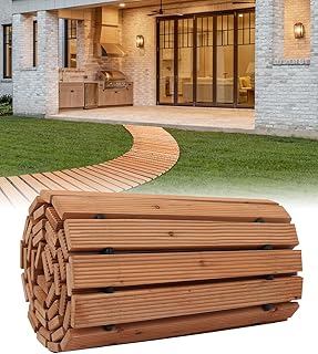 VEVOR Chemin de Jardin en Bois, 253x43 cm, Allée de Jardin Incurvée Déroulante Antidérapante Décorative en Cèdre avec Connexion par Câble Métallique, pour Fêtes, Mariages, Cour, Terrasse, Extérieur